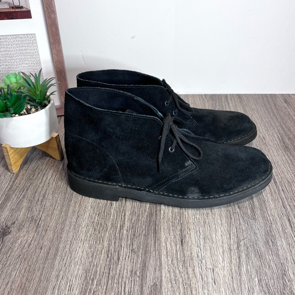 Clarks Shoes Clarks Mens Bushacre 2 In Black Suede Desert Chukka